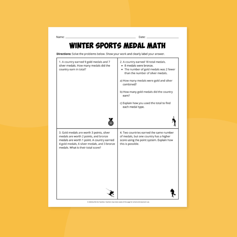 free printable winter sports worksheets preview
